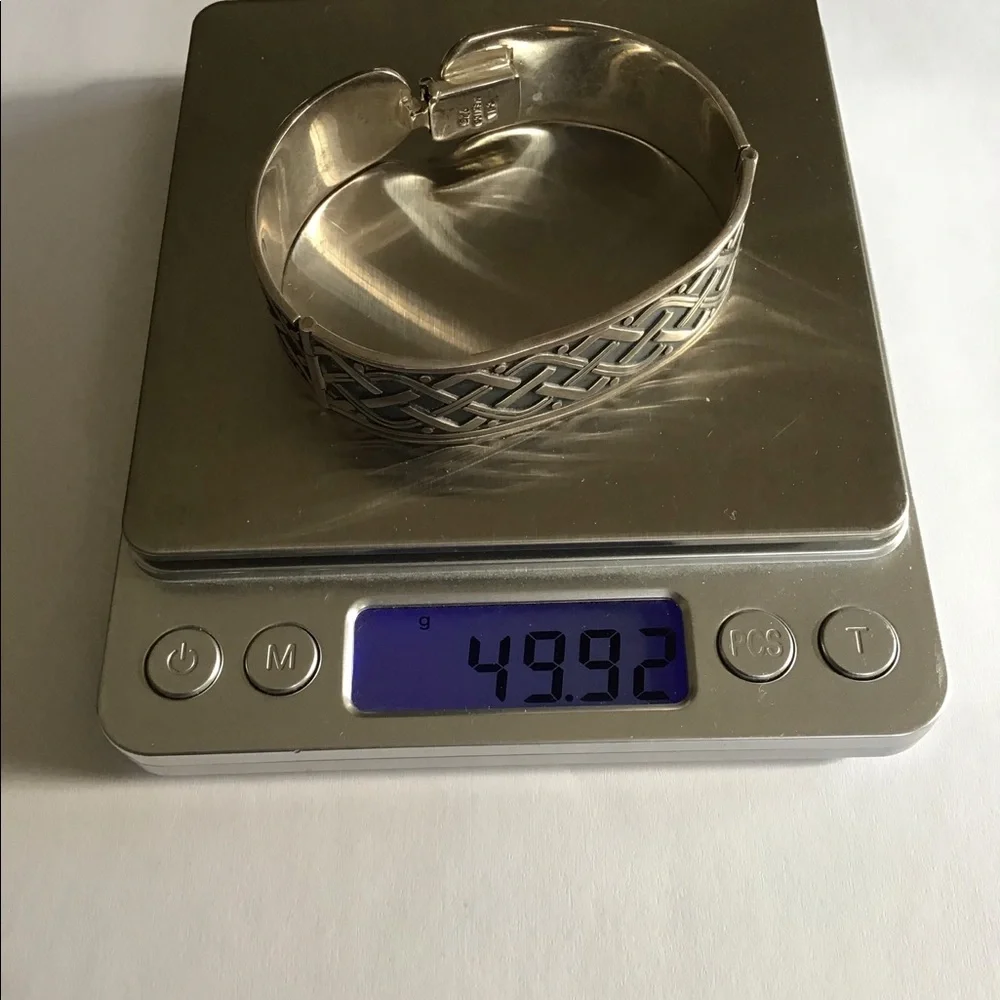 Heavy Sterling Celtic Hinged Bracelet CII Mexico - Picture 7 of 7